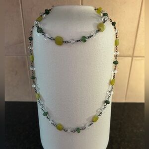 Silpada Jade and Crystal Necklace with Toggle Clasp. Like New!